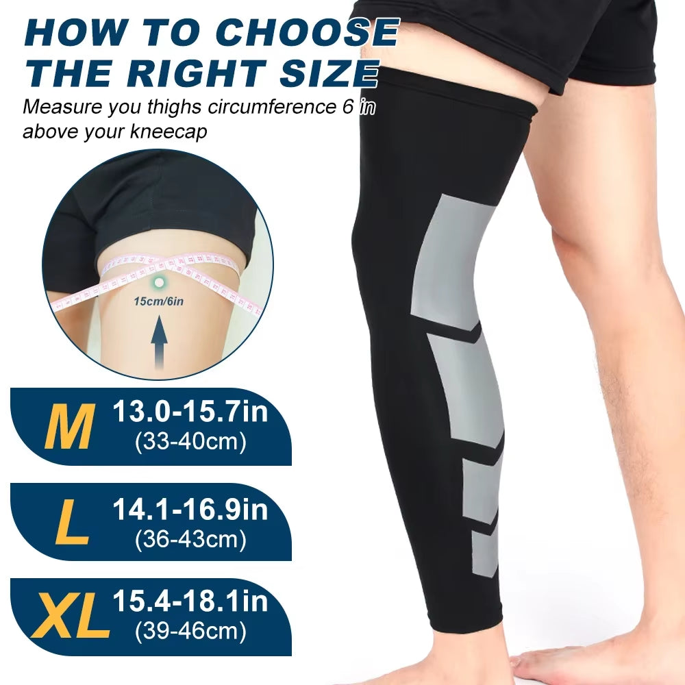 1Pcs Full Leg Compression Sleeve for Women Men Long Knee Braces Support Protector for Running Basketball Sport Arthritis